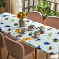 thumbnail image 3 of Spring Butterfly Dragonfly Table Cloths for 8 Foot Rectangle Tables, Rustic Botanical Floral Teal Green Patio Waterproof Elastic Fitted Tablecloths, Washable Rectangular Table Cover for Camping, 3 of 8