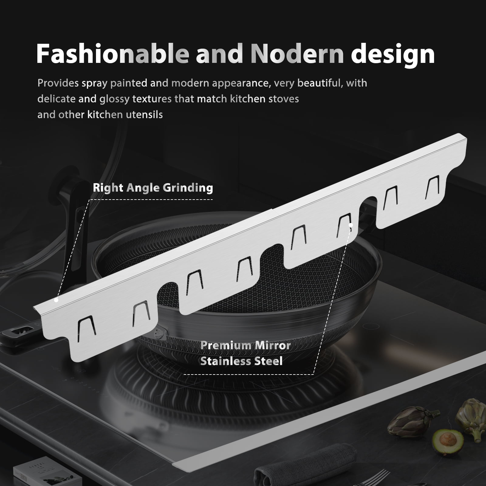 2Pcs Stainless Steel Stove Gap Covers Snug Fit Adjustable Length Oven Side Gap Fillers Anti Rust Heat Resistant Stove Counter Gap Fillers for Home Kitchen