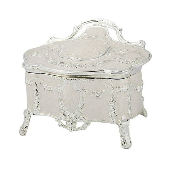 EXHUMKY Classic Decorative Hinged Box Zinc Alloy for Wedding Engagement Rings Earrings Jewelry