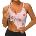 thumbnail image 4 of Haiem Floral Strawberr Pattern Womens Sports Bra - U Neck Padded Low Impact Yoga Bra Workout Crop Top Gym Moisture-Wicking Workout Vest -Large, 4 of 9