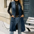 thumbnail image 2 of successthop Suede Vest Women Solid Clothes Open Front Long Lapel Winter Sleeveless Outerwear with Pockets Vintage Coat, 2 of 9