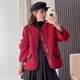 thumbnail image 2 of Abrigos de felpa para mujer, cárdigans de cuello redondo y manga larga de polar, chaquetas casuales vintage de pelo de cordero, abrigos holgados de un solo pecho para mujer, 2 of 4