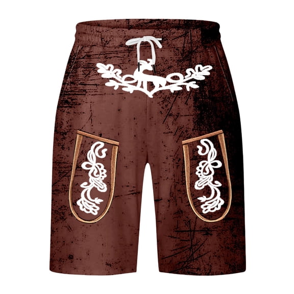 IWRICH Men's Graphic Printed Retro Shorts Elastic Waist Drawstring Short Pants Casual Fashion Plus Size Pants with Pockets XL