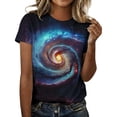 thumbnail image 3 of MEICHEN Women's Galactic T Shirt 3D Starry Print Short Sleeve Crewneck Fashion Planetary Outfit for Clothing, 3 of 4