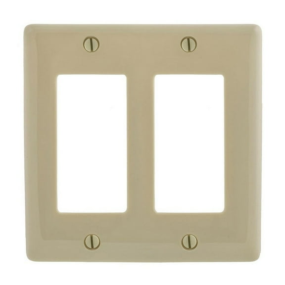 Hubbell NPJ262IZ 2-Gang Ivory Decorator Midsize Nylon Wall Plate