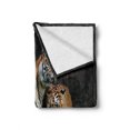 thumbnail image 2 of Animal Soft Flannel Fleece Blanket, Tiger Couple in the Jungle on Big Rocks Image Wild Cats in Nature Image Print, Cozy Plush for Indoor and Outdoor Use, 70" x 90", Grey and Ginger, by Ambesonne, 2 of 6