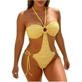 thumbnail image 2 of One Piece Swimwear for Women Halter Neck Bandeau Bra Slimming String Bathing Suits, 2 of 6