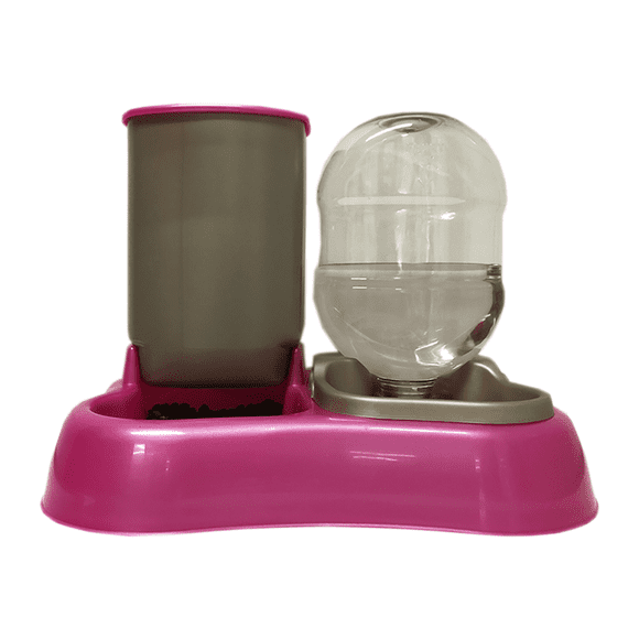 Dispensador Doble para Perro Gato Bebedero y Comedero MascotasyAccesoriosMX Color Rosa