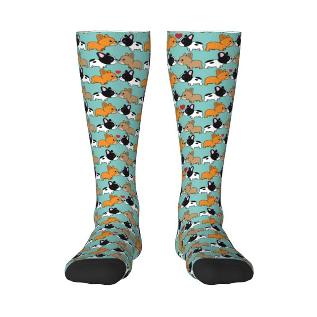 Fotbe Cute French Bulldog Calcetas Divertidas Estampadas para Hombre y Mujer, Calcetas de Algodón hasta la Rodilla para Caminar, Correr, Enfermería y Embarazo