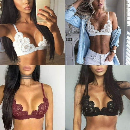 

Promotion Clearance Bras Women Sexy New Lace Bra Brief Sexy Girl Seamless Brassiere Transparent Wireless Bras Lingerie for Women Underwear WINE RED M