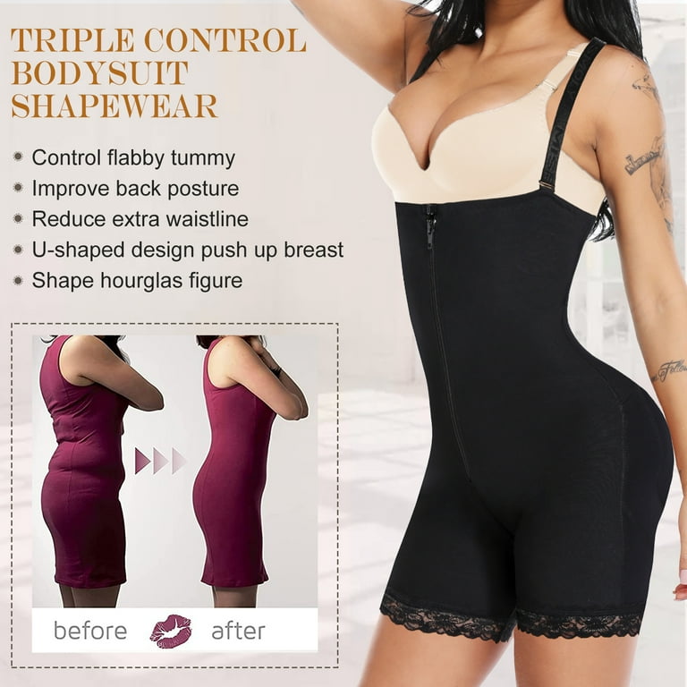 QRIC Shapewear for Women Tummy Control Fajas Colombianas Body Shaper Open  Bust Bodysuit for Women Waist Trainer (S-3XL) 