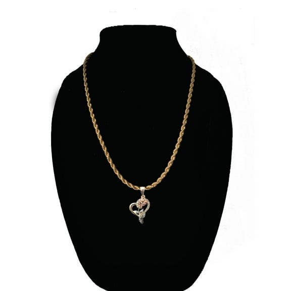 14K Bonded Gold Rose Heart Necklace for Women, Best Unisex Christmas Gift for Women, Men, Her, Boyfriend, Girlfriend – 14K Rope Chain with Heart Pendant, Best jewelry Gifts