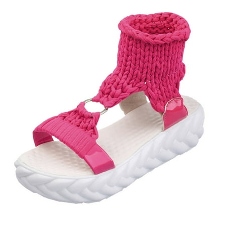 

Womens Sandals Women Ladies Fashion Thick Bottom Sandals Causal Shoes Platform Sandals Women S Sandals Knitting Hot Pink 39