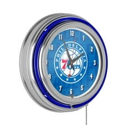 NBA Chrome Double Rung Neon Clock - City - Philadelphia 76ers