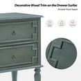 thumbnail image 2 of 27"Tall 2 pcs Farmhouse Wooden 2-drawer End Table with Charging Station Round Ring Pulls End Table ﻿ Blue, 2 of 7