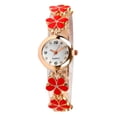 thumbnail image 4 of Women Flower Round Dial Analog Quartz Bracelet Watch Gift, 4 of 5