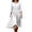 White, variant on CHGBMOK Women's 3/4 Sleeve Dress Smocked Waist Flowy A Line Midi Dresses Casual Round Neck Dress