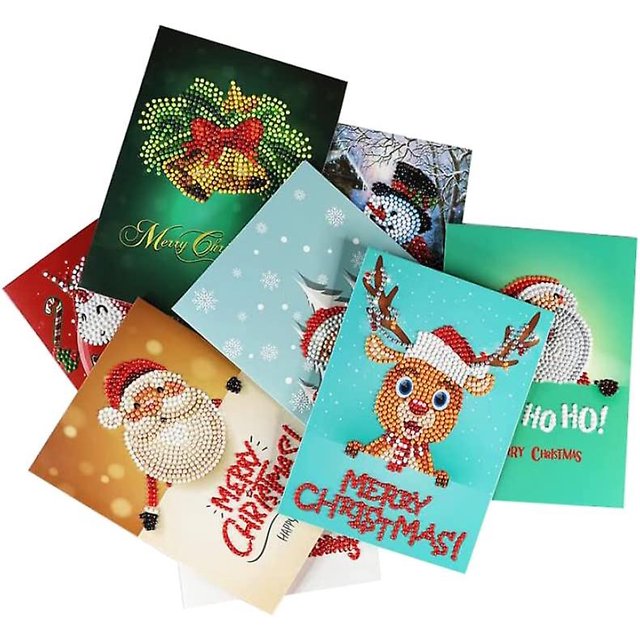 8 Uds. Kits de pintura de diamantes para tarjetas de Navidad, Kits de pintura por números, regalo de Navidad Diy para vacaciones, amigos y familia, decoración navideña XianweiShao 8390613949882