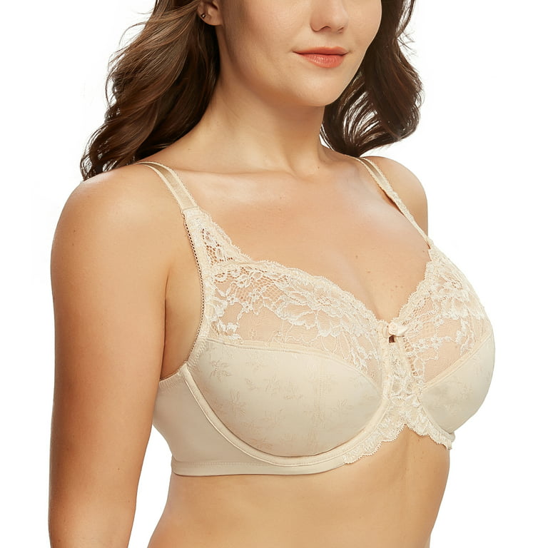 Exclare Women Full Coverage Lace Floral Underwire Bra-54