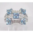 thumbnail image 2 of 2Ct Round Cut Simulated Blue Topaz Multirow Women's Band Wedding Ring 14K White Gold Plated 925 Silver For Her, 2 of 5