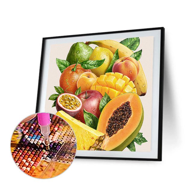 Cuadros Decorativos 5D Diamond Painting Kit DIY Fruits Full Round Drill Mosaico Cuadro Decoración de pared Tmvgtek embutido en tela
