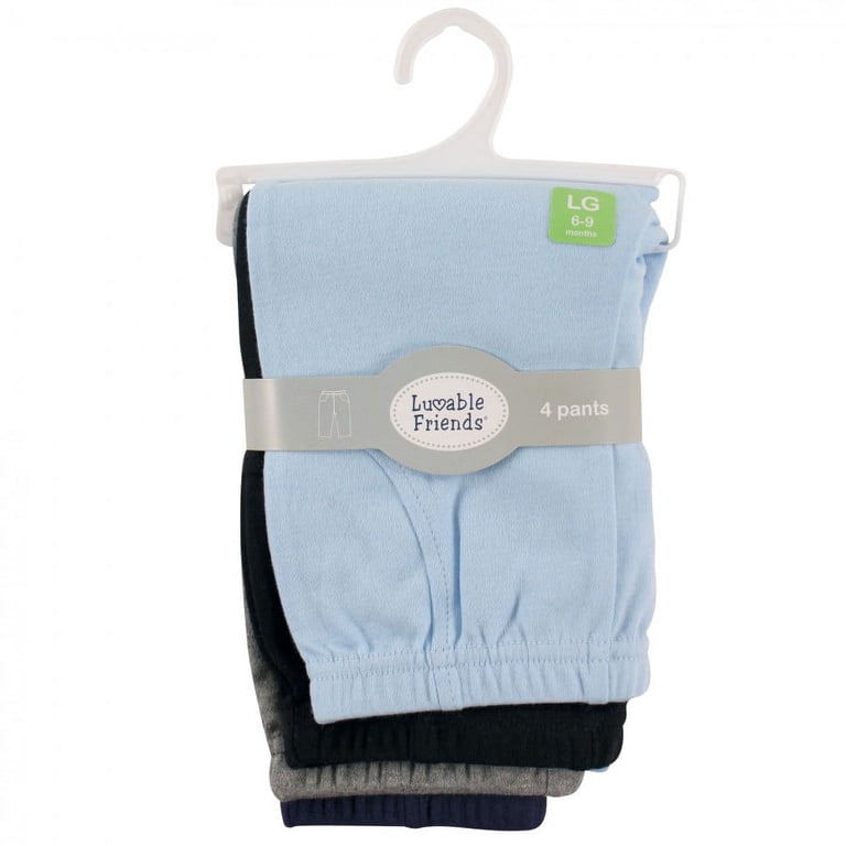Luvable Friends Baby Boy Cotton Pants, 4-Pack, 12-18 Months photo 2
