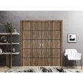 thumbnail image 3 of Sliding Closet Double Bi-fold Doors | Planum 0015 Walnut with Frosted Glass | Sturdy Tracks Moldings Trims Hardware Set | Wood Solid Bedroom Wardrobe Doors, 3 of 5