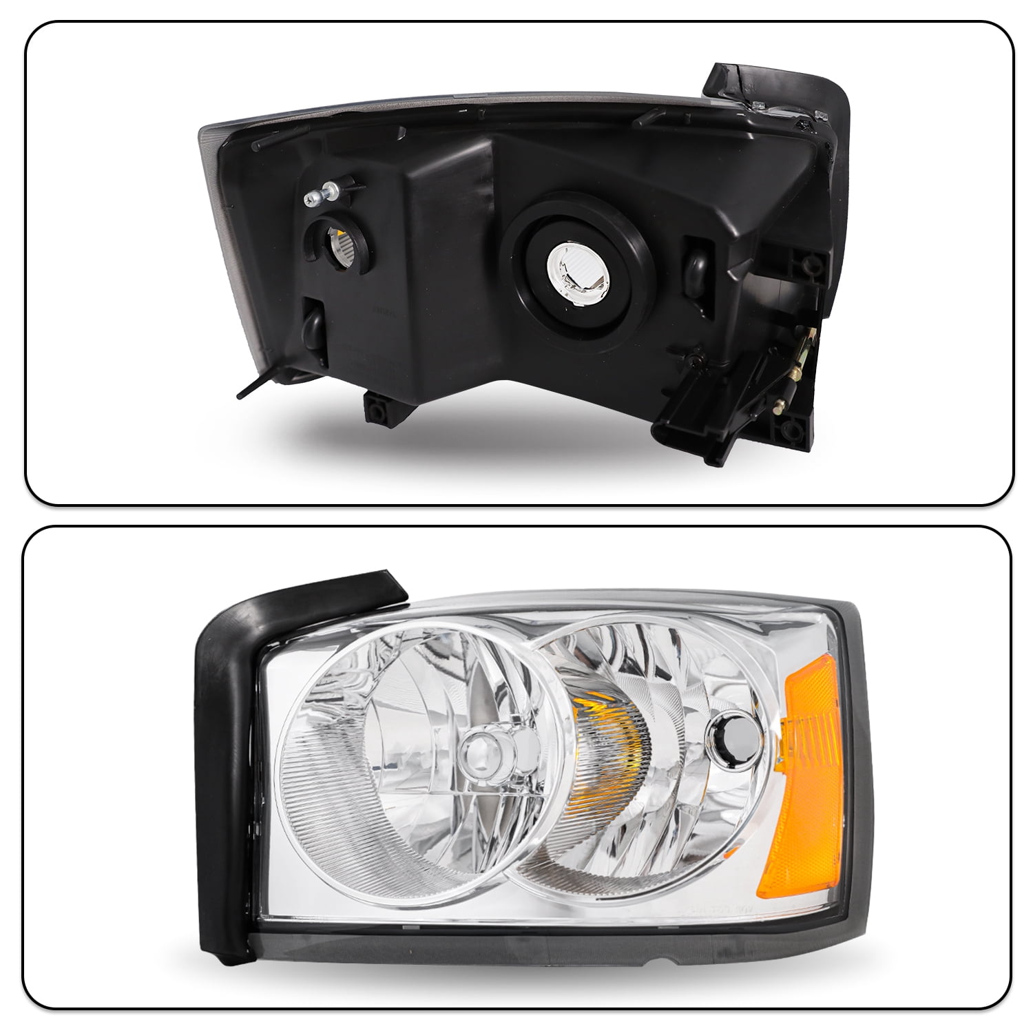 For 2005 2006 2007 Dodge Dakota Headlights  Amber Headlamp Left+Right 05-07