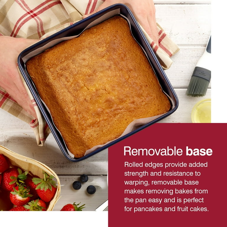 Zyliss Non-Stick Loose Base Square Cake Tin, 8 inch Carbon Steel