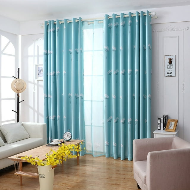 Rideaux Motifs Pissenlit Longs pour Porte-Fenêtre Rideaux Blancs Transparents Floraux Salon Chambre Rideaux Occultants