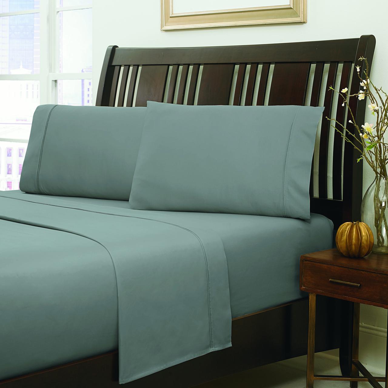 Welspun HygroSoft 300 Thread Count Sheet Set (Set of 4), Queen, Pewter