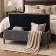 thumbnail image 6 of VKNOW Chenille Storage Bench with Solid Wood Legs and Hinged Lid for Bedroom Entryway and Living Room,Charcoal, 6 of 12