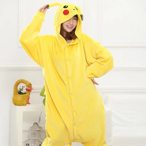 Conjuntos de Pijamas de animales para adultos, ropa de dormir de dibujos animados, Cosplay con cremallera, Unisex, franela, Anime amarillo, Invierno xuanjing unisex