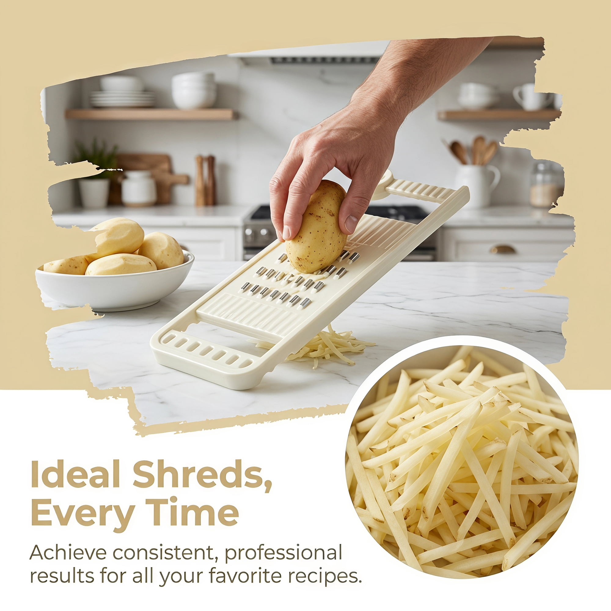 Unique Bargains Plastic Mandoline Slicer with Non-Slip Base for Safety White 11.2"x3.9"