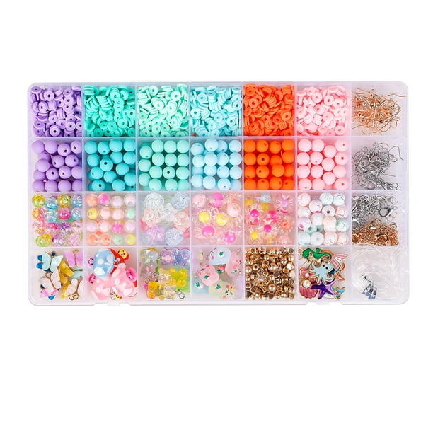 de para hacer joyas, 24 rejillas coloridas con ganchos para pendientes, de arcilla para Serie Mar Zulema Niños pulsera perlas