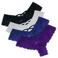 thumbnail image 1 of Gibobby Ropa Interior Sexy Cintura 4PC Flores Tangas Tanga Sexy Encaje Bragas Lencería Mujeres Ropa interior Íntimos (Multicolor, XXXL), 1 of 4