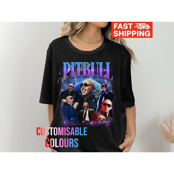 Pitbull Mr.Worlwide Vintage Fan Merch, Homage 90's Rap Concert Bootleg, Concert Memorabilia, Unisex Tee and Sweatshirt