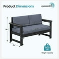 thumbnail image 3 of Outdoor Patio Furniture Set, 2-Seater HDPE Loveseat Sofa, Weather-Resistant Outdoor Furniture,Black Frame with Gray Cushions, 3 of 6
