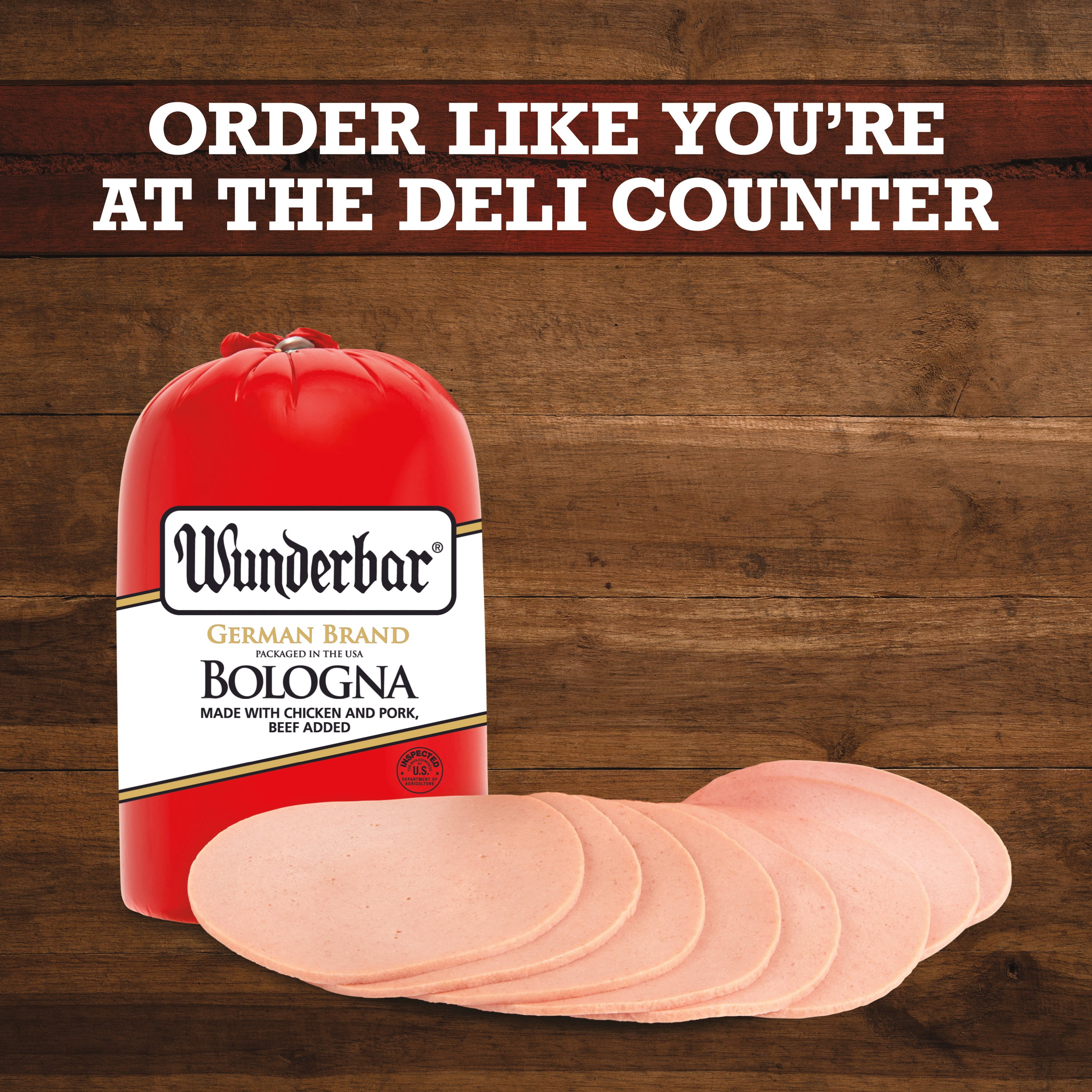 Wunderbar Sliced Fresh Lunch & Deli Meats, German Brand Bologna, Resealable Pouch
