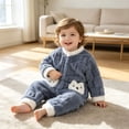 thumbnail image 4 of Maqroz Cute Girls Boys Fuzzy Fleece Snowsuit Winter Warm Romper Long Sleeve Hooded Onesie Outerwear Daily Wear Toddler Clothes with Animal Pockets, 4 of 9