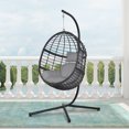 Shop Abble Wicker Hanging Egg Chair with Cushion and Stand Black Great Prices Await