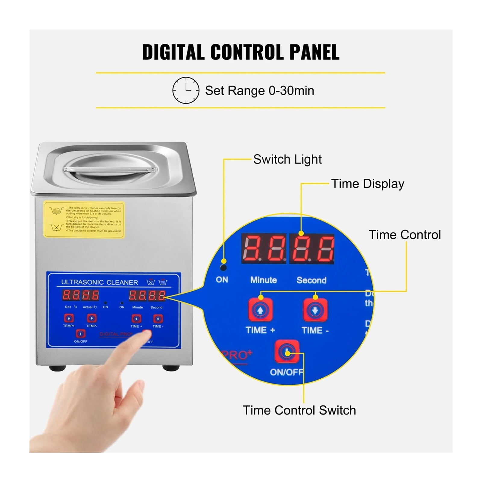 2L Ultrasonic Cleaner Machine Stainless Steel Ultrasonic Cleaning Machine Digital Heater Timer Jewelry Cleaning for Home