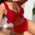 thumbnail image 2 of Moda mujer Sexy traje de baño sólido volante Bikini Split traje de baño OAVQHLG611B Store llm121212, 2 of 5