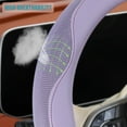 thumbnail image 3 of Universal 15 Inch Nappa Leather Steering Wheel Cover, Advanced Microfiber Leather Non-Slip Breathable Fabric, Warm in Winter and Cool in Summer, Purple-D-Shape, 3 of 9