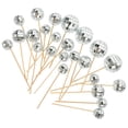 thumbnail image 3 of WHAMVOX Silver Disco Ball Cupcake Toppers for Decoration with Foam and Bamboo Material 24 Pieces, 3 of 8