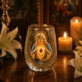 thumbnail image 2 of Jesus Christ Glass Tea Cup, 14 oz Clear Jesus Pattern Glass Cup, Elegant Gold Rimmed Glassware Decorative Tumbler Gift for Women Mom Wife, 2 of 5