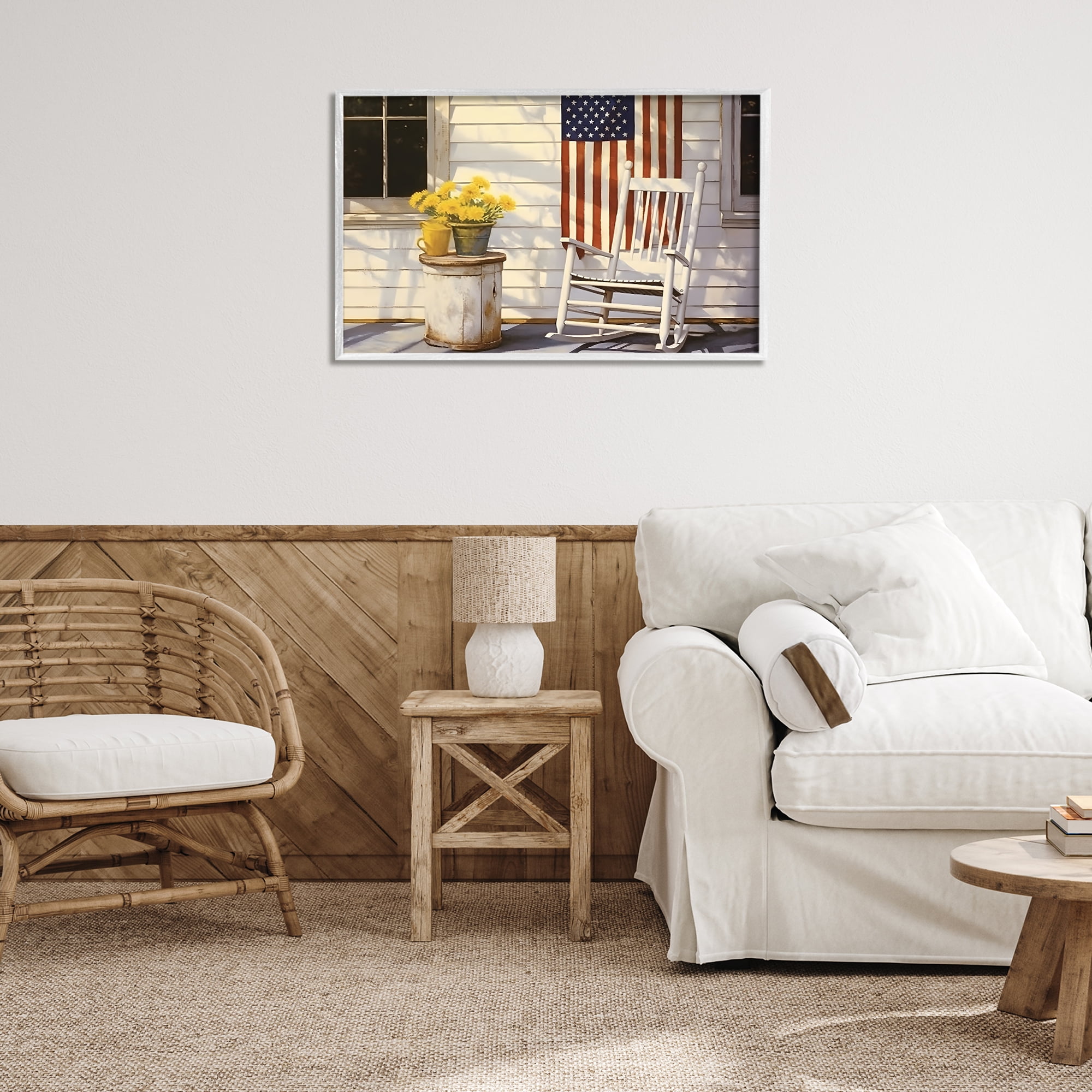 Stupell Industries Americana Deco Scene Travel & Places Painting White Framed Art Print Wall Art, 30 x 20