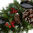 thumbnail image 5 of 20" Christmas Centerpieces for Tables and Fireplaces with 3 Candle Trays, Artificial Christmas Table Decorations with Pine Needles, Cones, Strings of Red Berries & Snowy Leaves, 5 of 5