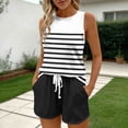 thumbnail image 6 of Bosfbaoi Two Piece Sets for Women Crew Neck Striped Sleeveless Tank Top and Drawstring Elastic Waist Shorts Casual Womens Summer Outfits, 6 of 7