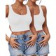 thumbnail image 1 of 2 Tops de tirantes AURUZA sin mangas con cuello en U para mujer, crop tops blancos x2, 1 of 6